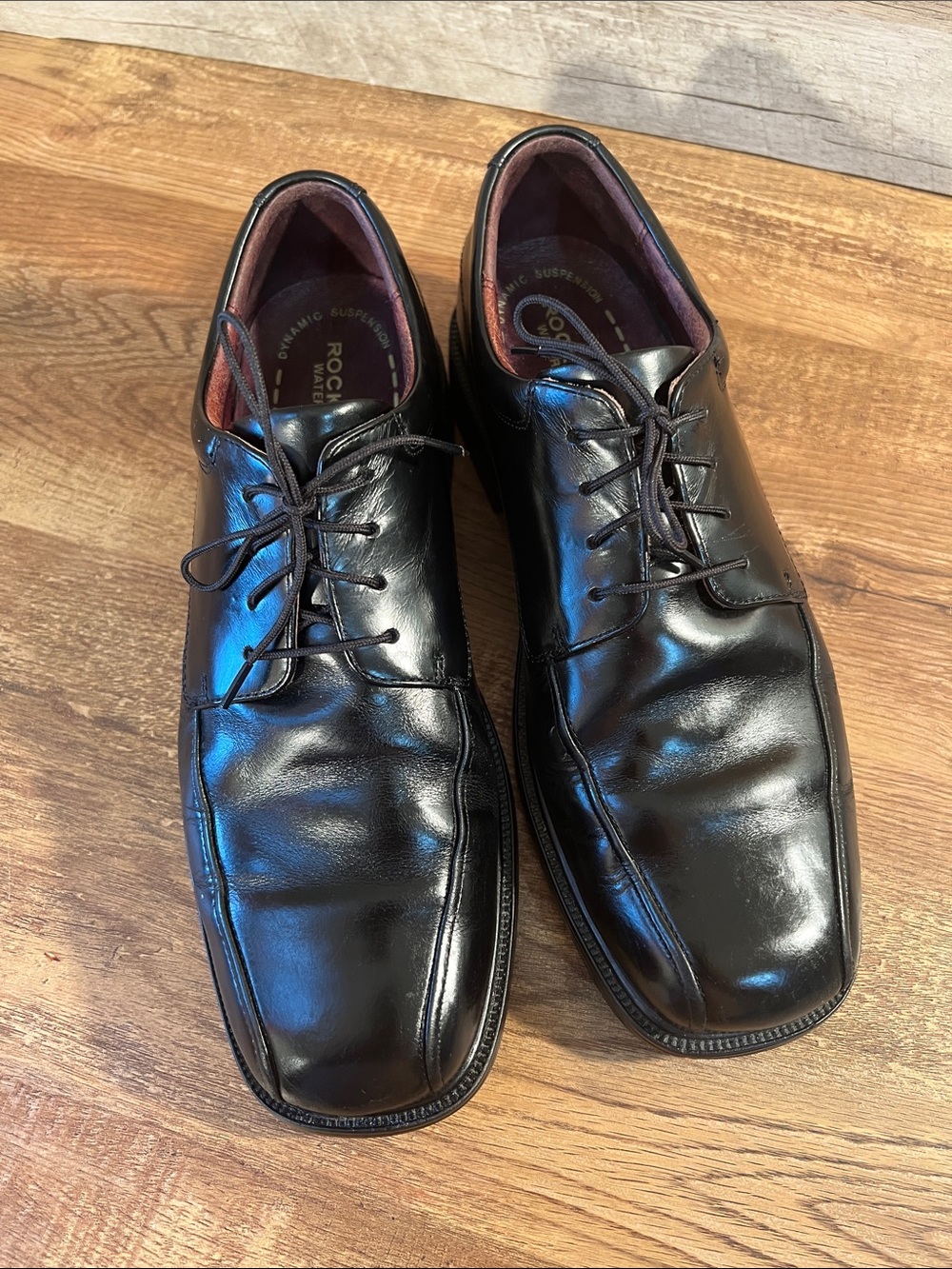 Rockport Waterproof Black Leather Lace-Up Oxford Dress Shoes Dynamic Suspension